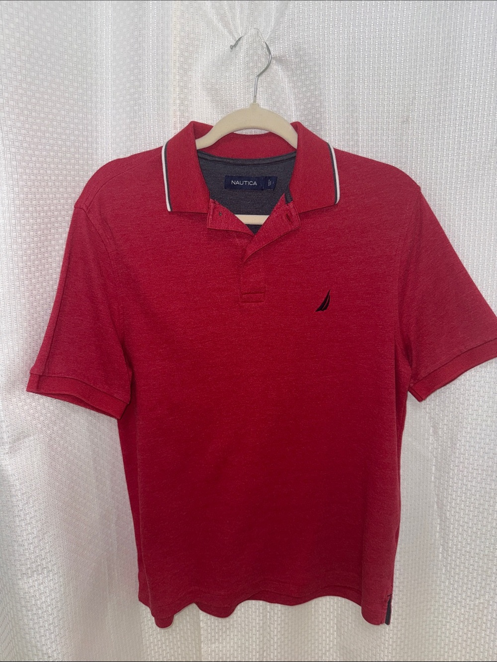 Nautica Men's Red Polo with Contrast Trim